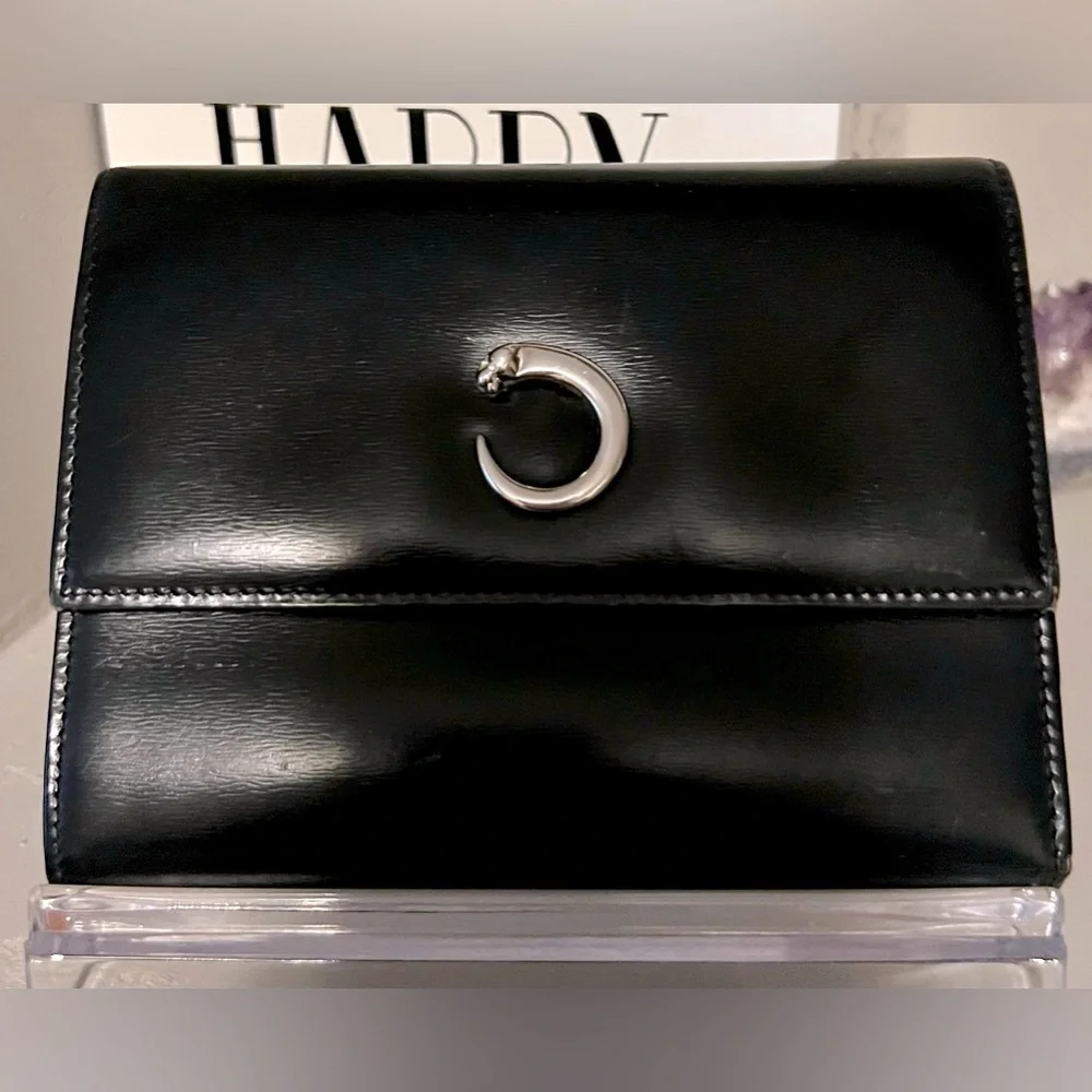 EUC Vintage Authentic black Cartier panthere mens wallet